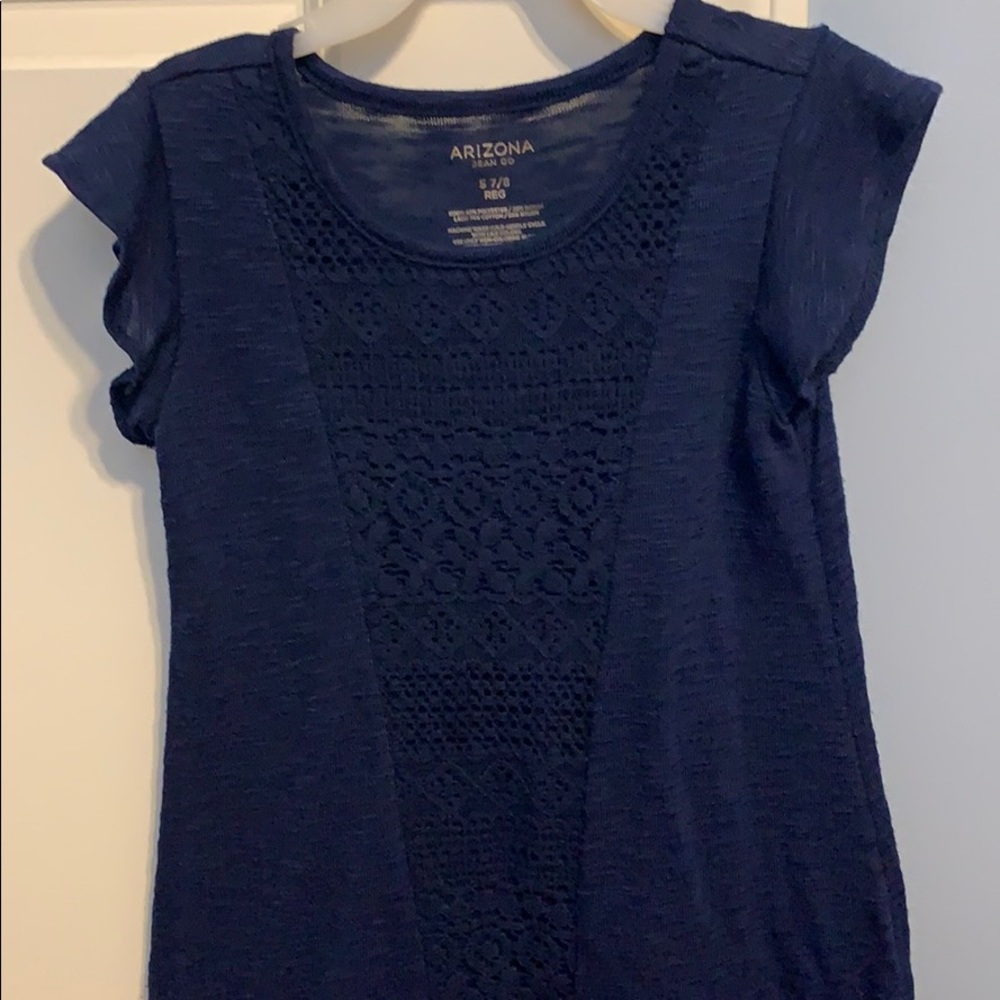 Arizona Jean Co size 7/8 blue lace/ ruffle shirt